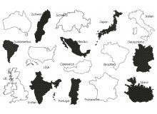 Stickserie - Länder Silhouetten